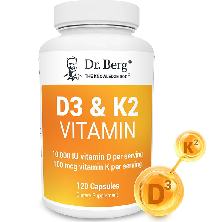 Dr. Berg D3 K2 Vitamin MK7 Vitamin K2, Purified Bile Salts, Zinc & Magnesium for Ultimate Absorption - K2 D3 Vitamin Supplement