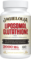 Liposomal Glutathione 2000 mg with L-Serine, L-Glycine & Sulforaphane – Active L-Glutathione Unique Formulation to Enhance Absorption - Master Antioxidant, Detoxifying & Immune | 60 Softgels