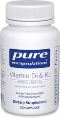 Pure Encapsulations Vitamin D3 & K2 | Bone and Vascular Health Support | 120 Capsules*