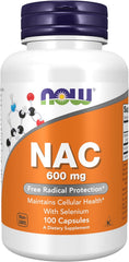 NOW Supplements, NAC (N-Acetyl Cysteine) 600 mg with Selenium 100 Capsules