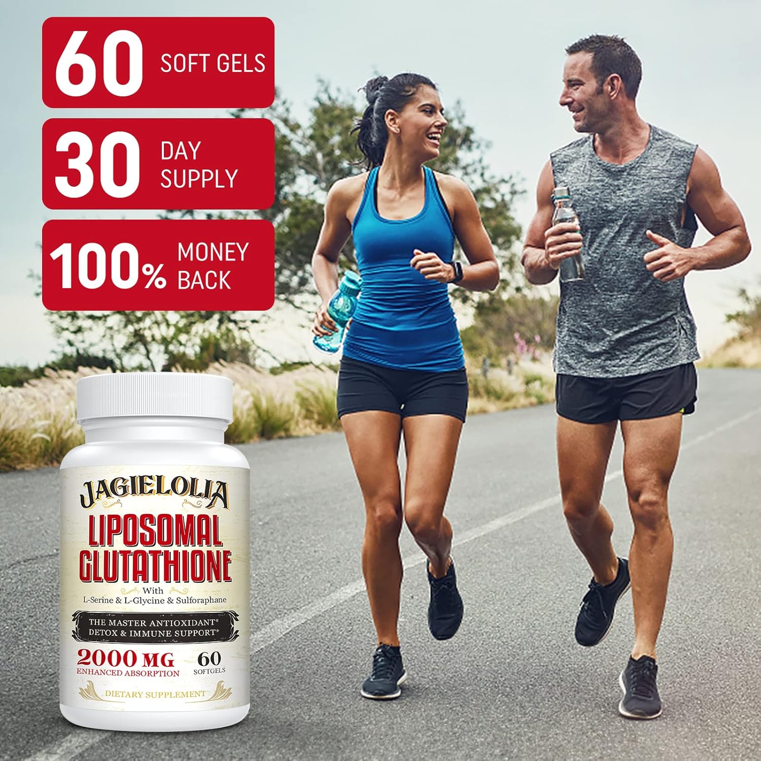 Liposomal Glutathione 2000 mg with L-Serine, L-Glycine & Sulforaphane – Active L-Glutathione Unique Formulation to Enhance Absorption - Master Antioxidant, Detoxifying & Immune | 60 Softgels
