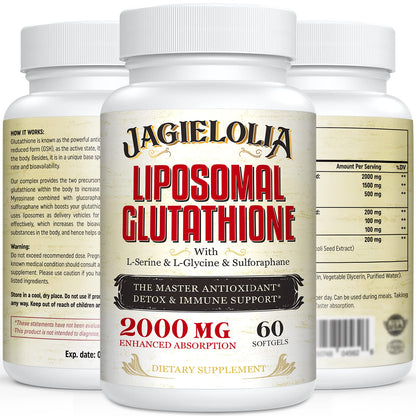 Liposomal Glutathione 2000 mg with L-Serine, L-Glycine & Sulforaphane – Active L-Glutathione Unique Formulation to Enhance Absorption - Master Antioxidant, Detoxifying & Immune | 60 Softgels