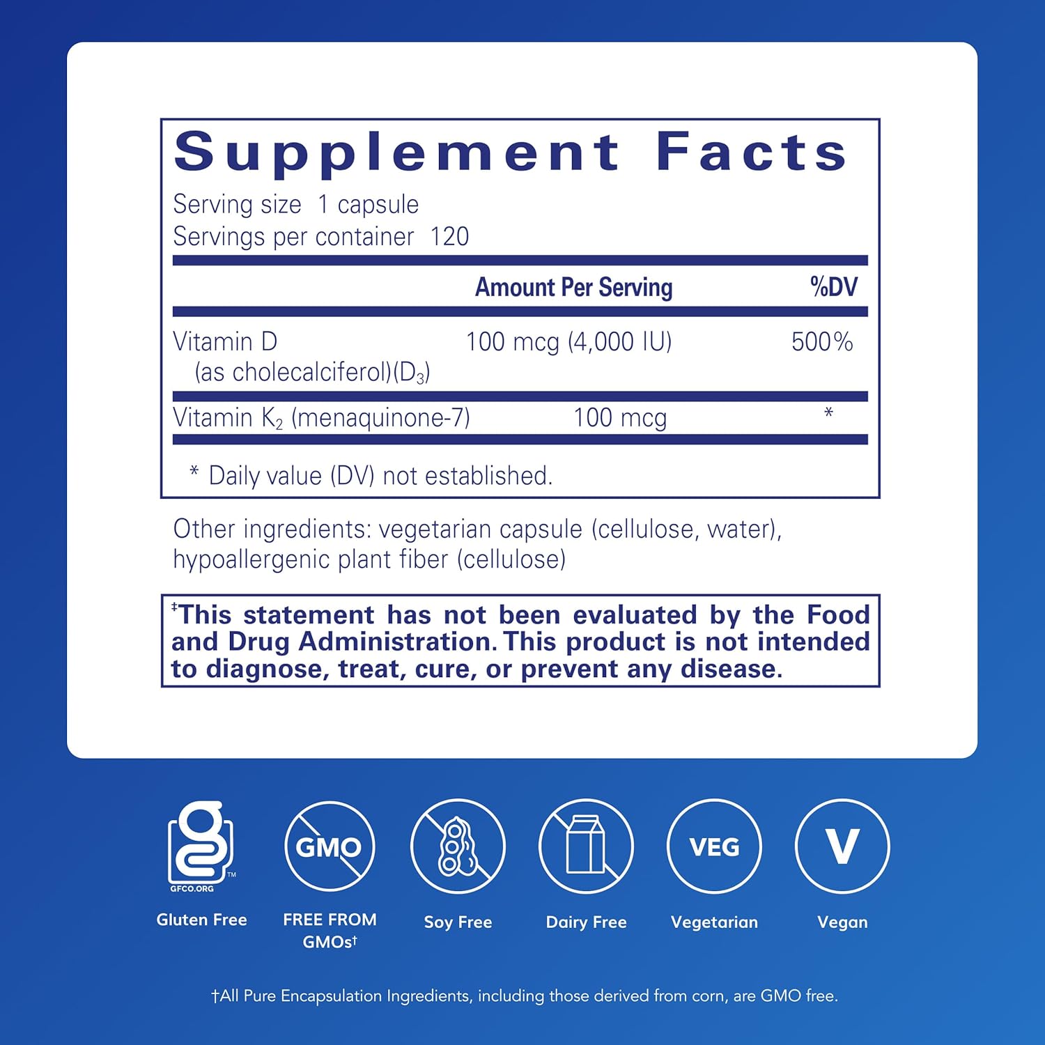 Pure Encapsulations Vitamin D3 & K2 | Bone and Vascular Health Support | 120 Capsules*