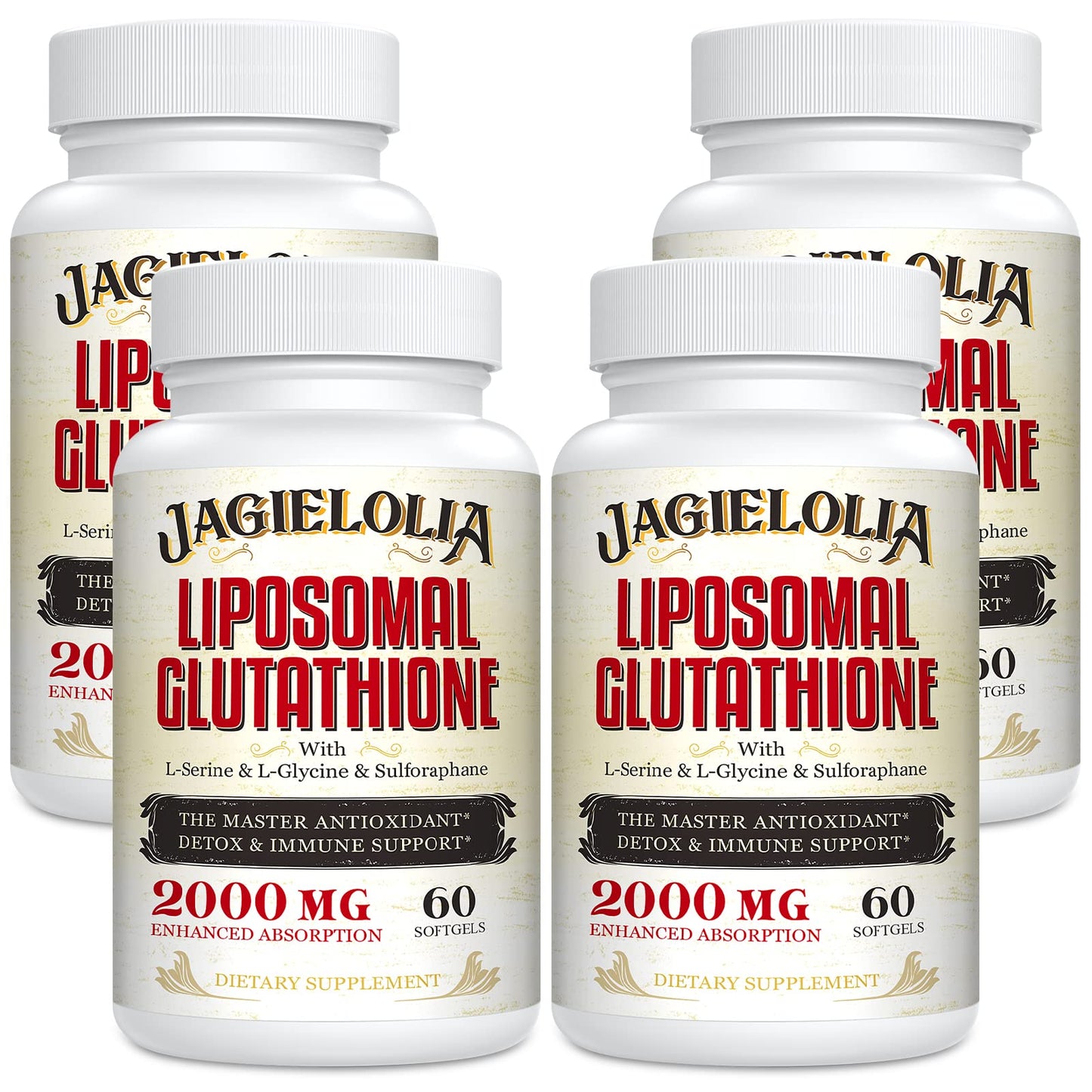 Liposomal Glutathione 2000 mg with L-Serine, L-Glycine & Sulforaphane – Active L-Glutathione Unique Formulation to Enhance Absorption - Master Antioxidant, Detoxifying & Immune | 60 Softgels