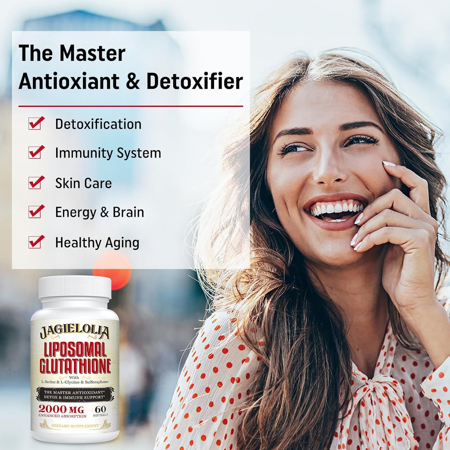 Liposomal Glutathione 2000 mg with L-Serine, L-Glycine & Sulforaphane – Active L-Glutathione Unique Formulation to Enhance Absorption - Master Antioxidant, Detoxifying & Immune | 60 Softgels