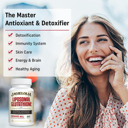 Liposomal Glutathione 2000 mg with L-Serine, L-Glycine & Sulforaphane – Active L-Glutathione Unique Formulation to Enhance Absorption - Master Antioxidant, Detoxifying & Immune | 60 Softgels