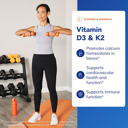 Pure Encapsulations Vitamin D3 & K2 | Bone and Vascular Health Support | 120 Capsules*