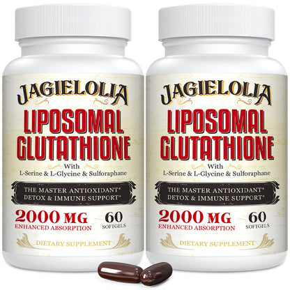 Liposomal Glutathione 2000 mg with L-Serine, L-Glycine & Sulforaphane – Active L-Glutathione Unique Formulation to Enhance Absorption - Master Antioxidant, Detoxifying & Immune | 60 Softgels