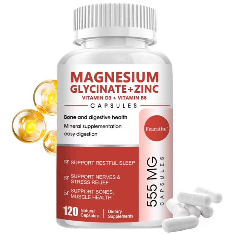 Magnesium Glycinate Supplement with Zinc, Vitamin D3, Vitamin B6, Supports Stress Relief, Sleep, Nerve, Muscle and Metabolism Support