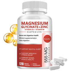 Magnesium Glycinate Supplement with Zinc, Vitamin D3, Vitamin B6, Supports Stress Relief, Sleep, Nerve, Muscle and Metabolism Support