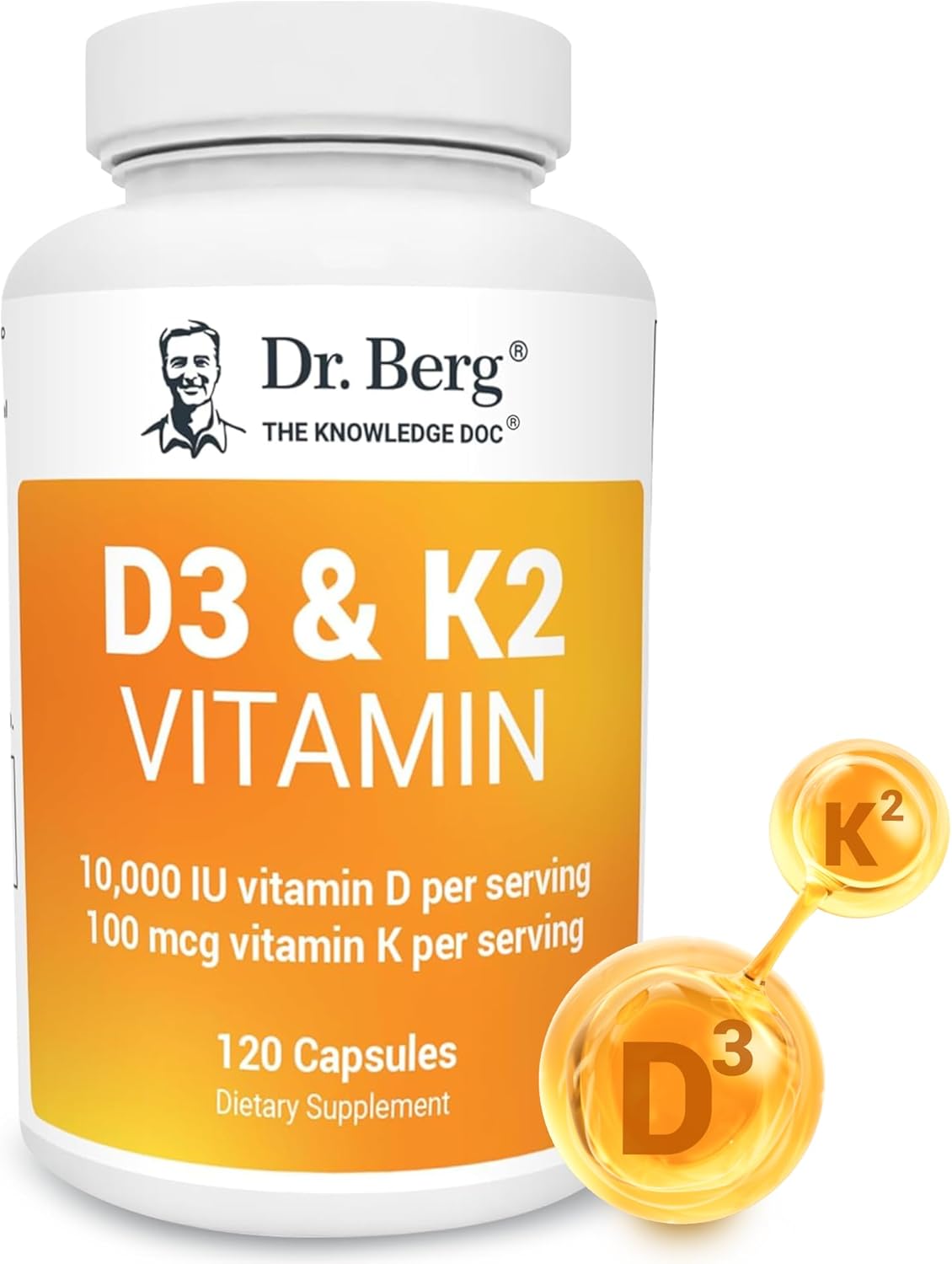 Dr. Berg D3 K2 Vitamin MK7 Vitamin K2, Purified Bile Salts, Zinc & Magnesium for Ultimate Absorption - K2 D3 Vitamin Supplement