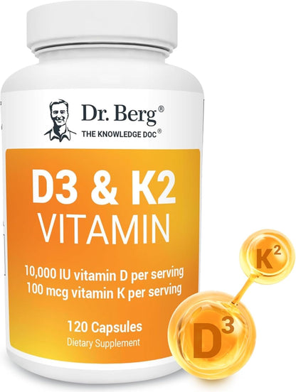 Dr. Berg D3 K2 Vitamin MK7 Vitamin K2, Purified Bile Salts, Zinc & Magnesium for Ultimate Absorption - K2 D3 Vitamin Supplement